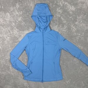 G/Fore Featherweight Hooded Jacket Womens SZ XS Tulum Blue Full Zip Golf Logo